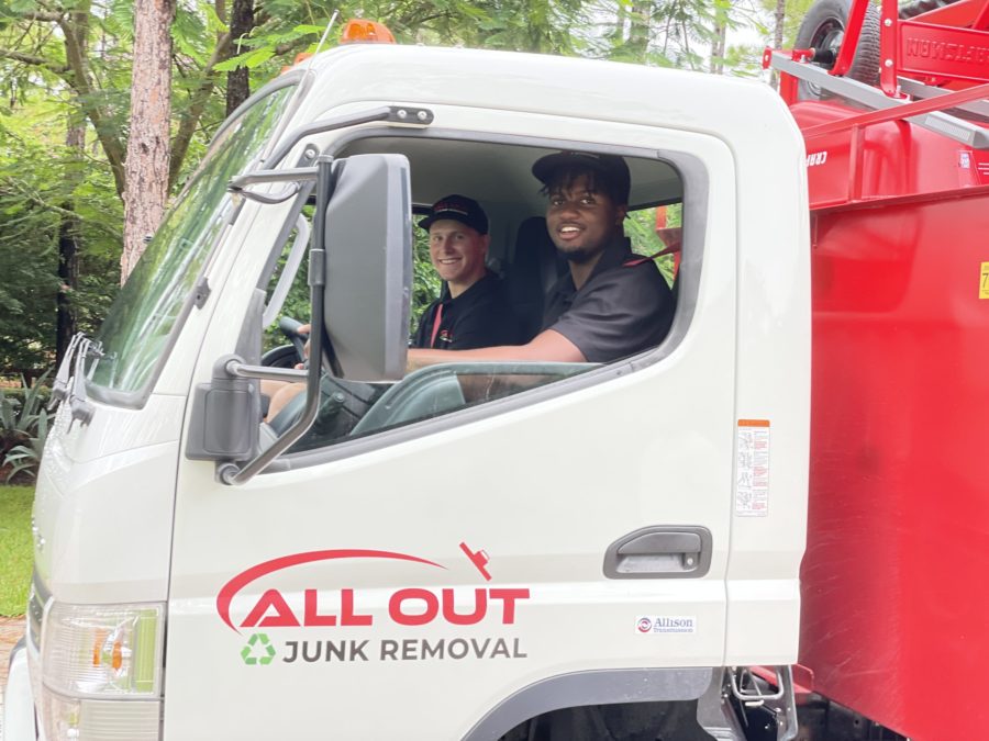 All out junk removal services two experts in truck